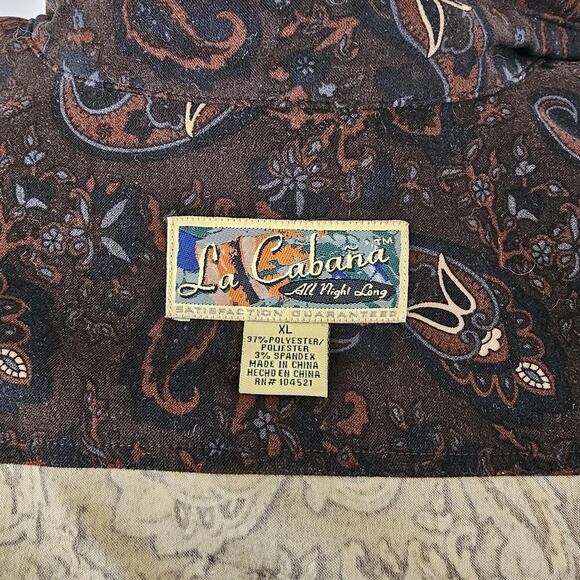 La Cabana Women's Long Sleeve Shirt XL Brown Paisley Pattern Button Up Shacket - Picture 2 of 5